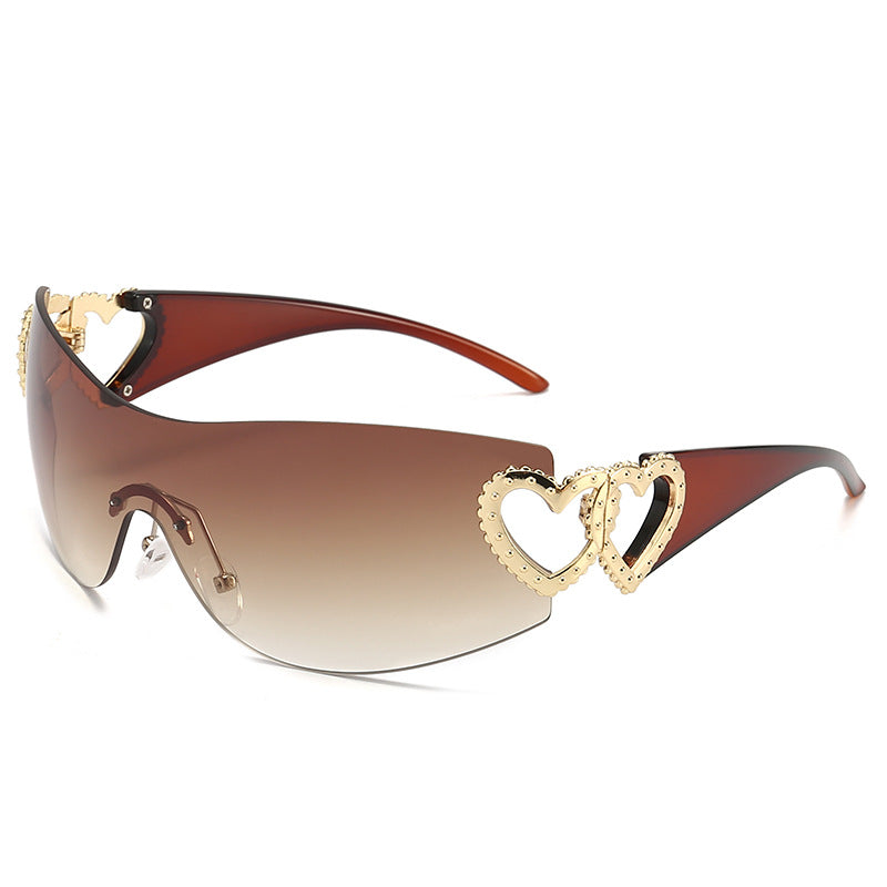Wholesale Hollow Heart Frameless PC Sunglasses